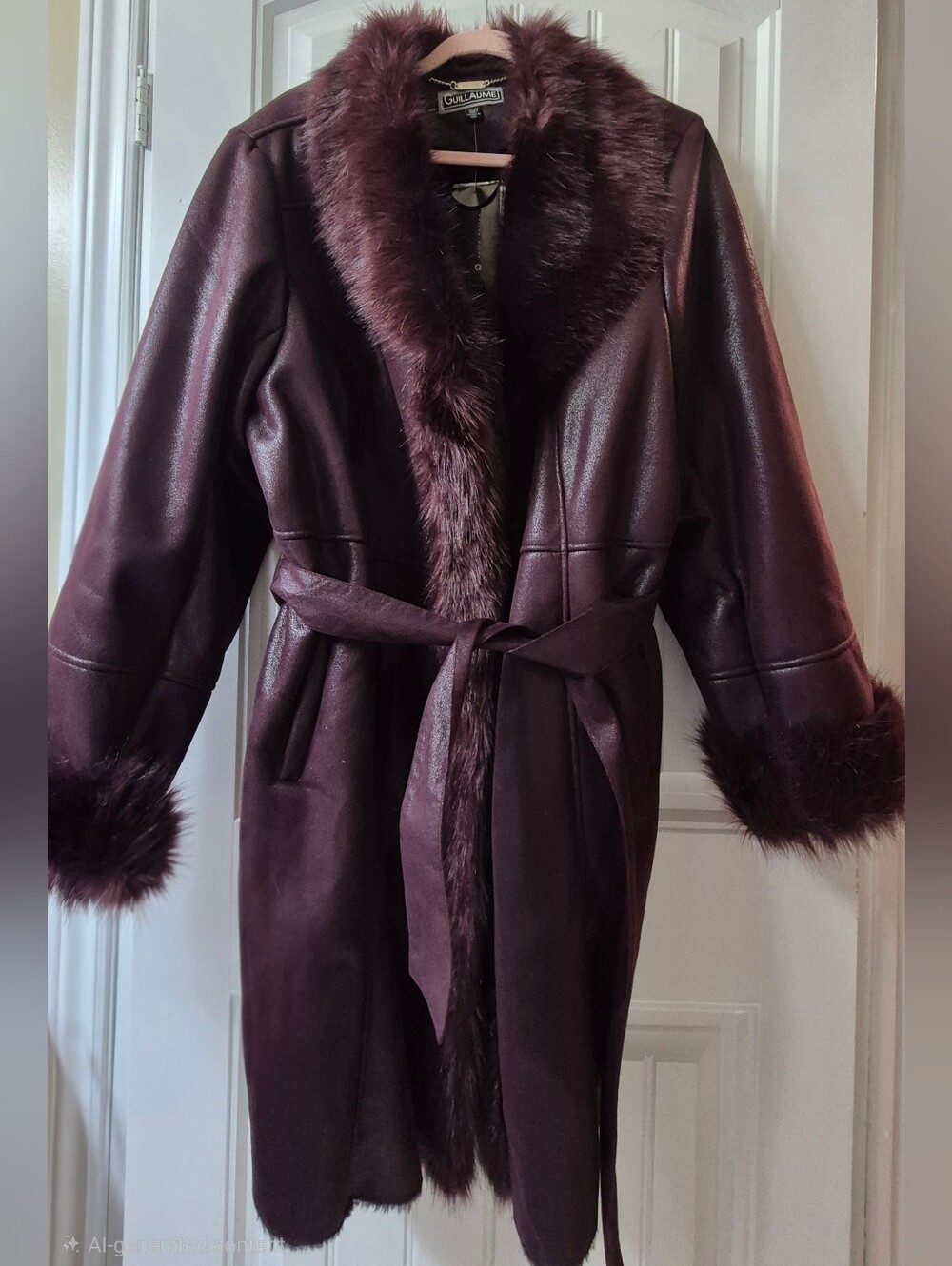 Womens Plus Guillaume Faux Leather Midi Coat Size 2X New With Tags